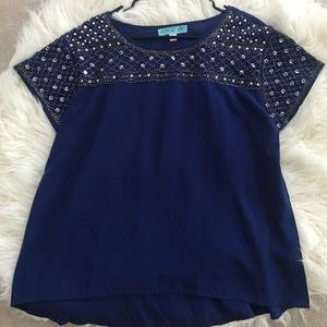 Beaded sequin navy blue top